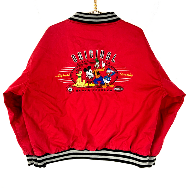 Vintage Mickey Mouse Disney Bomber Jacket XL Red Full Zip 90s