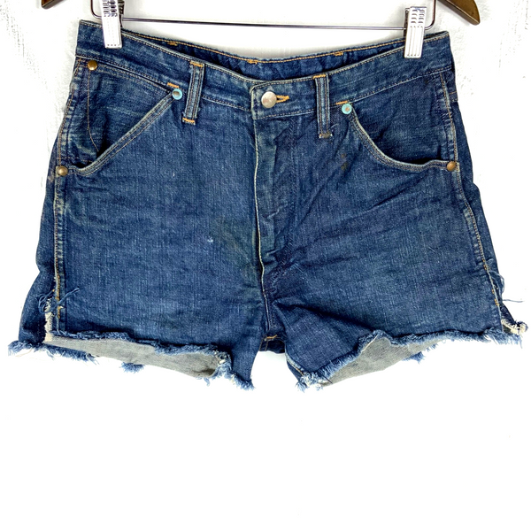 Vintage Wrangler Women's Denim Jean Shorts 32x32 Blue Cropped 1970s