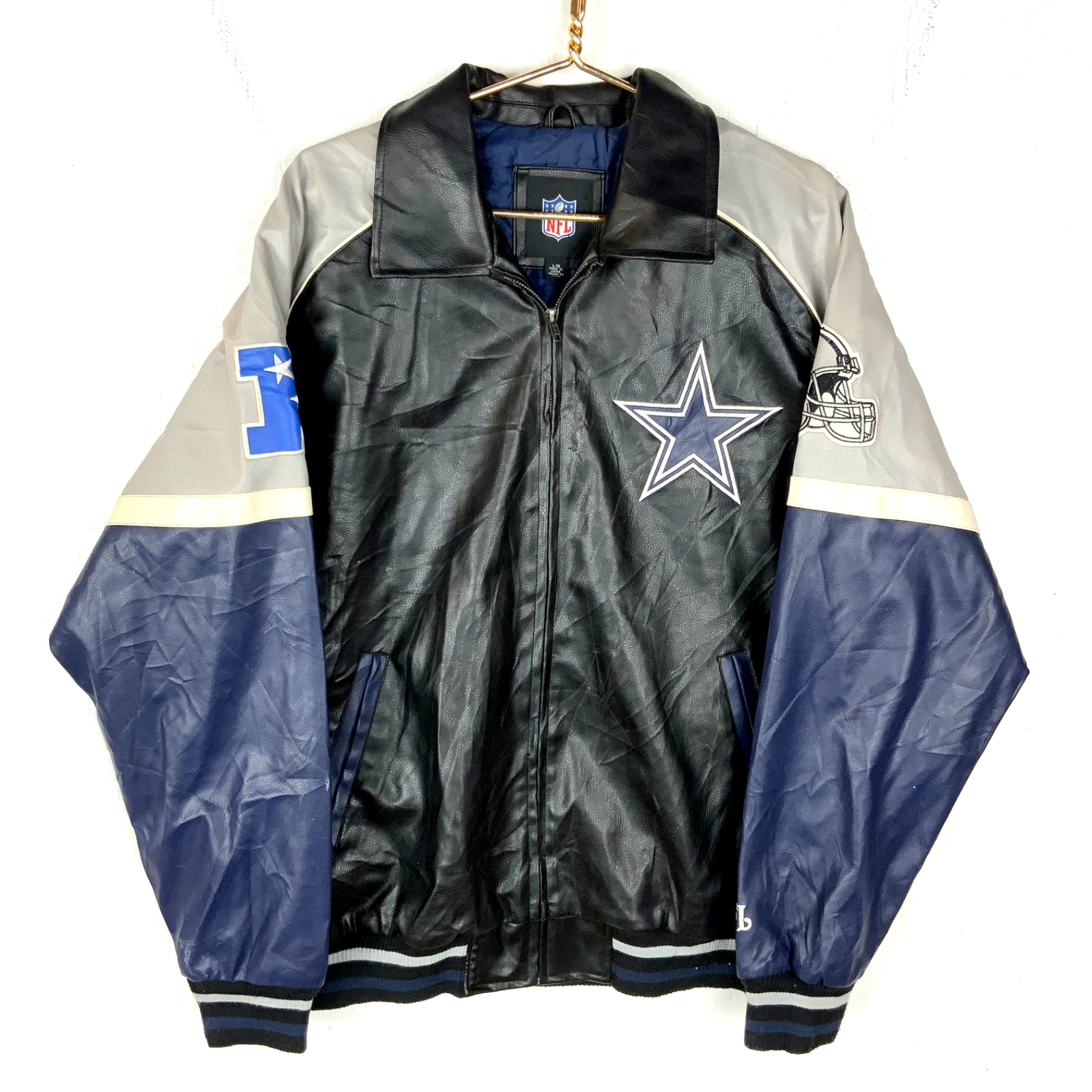 Vintage Dallas Cowboys Leather Varsity Bomber Jacket Large Nfl