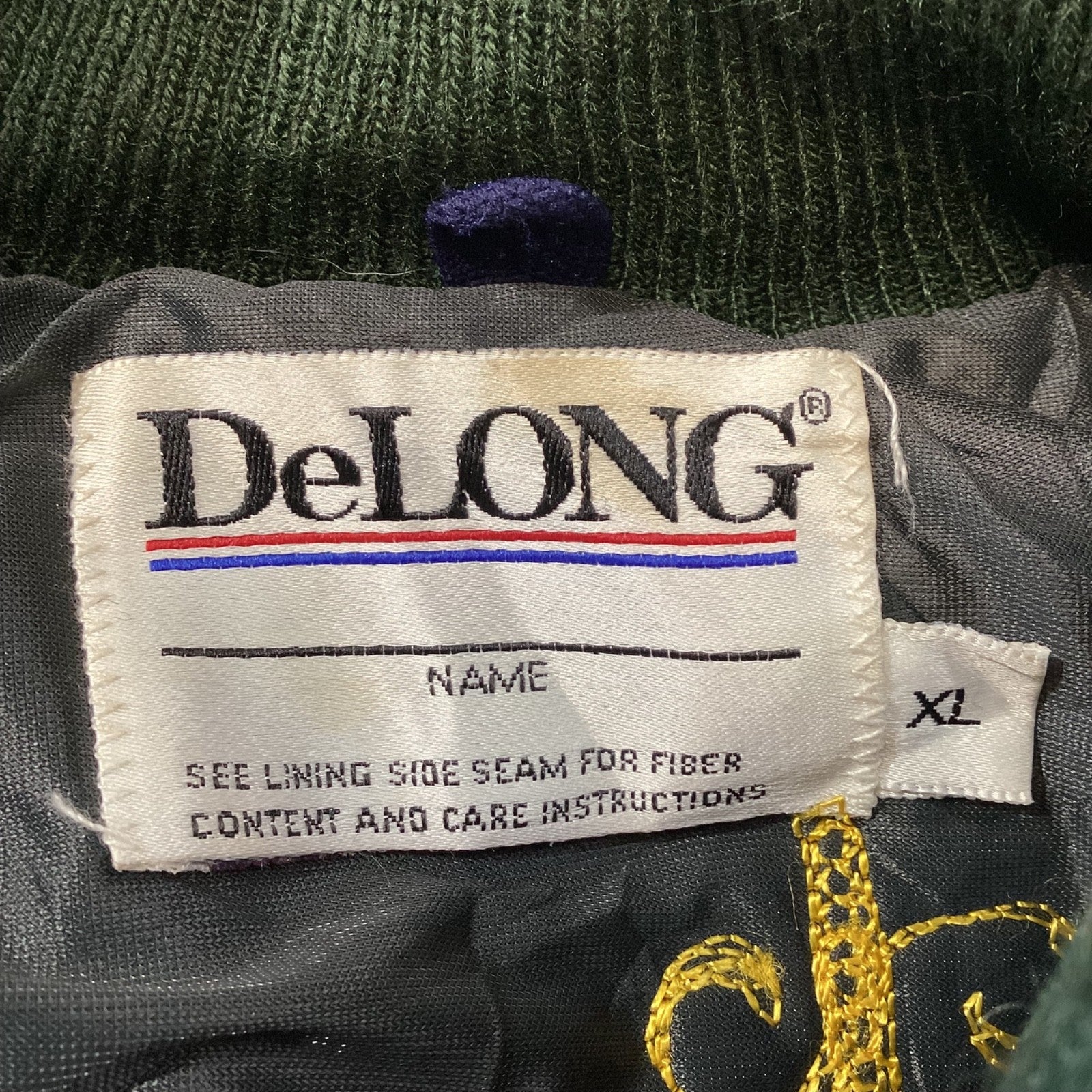 Vintage Delong Wool Varsity Jacket Xl Green 90s Made Usa Gateway Crausaders