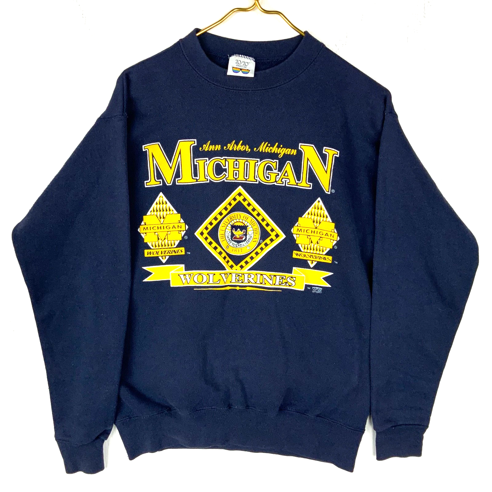 Vintage Michigan Wolverines Sweatshirt Medium Blue Made Usa 20/20 Ncaa 90s