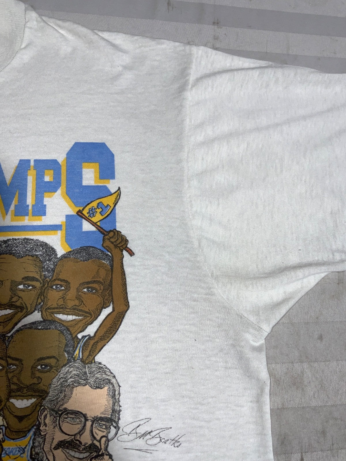 Vintage Los Angeles Lakers Caricature T-Shirt Large White 1987 Nba Champs 80s