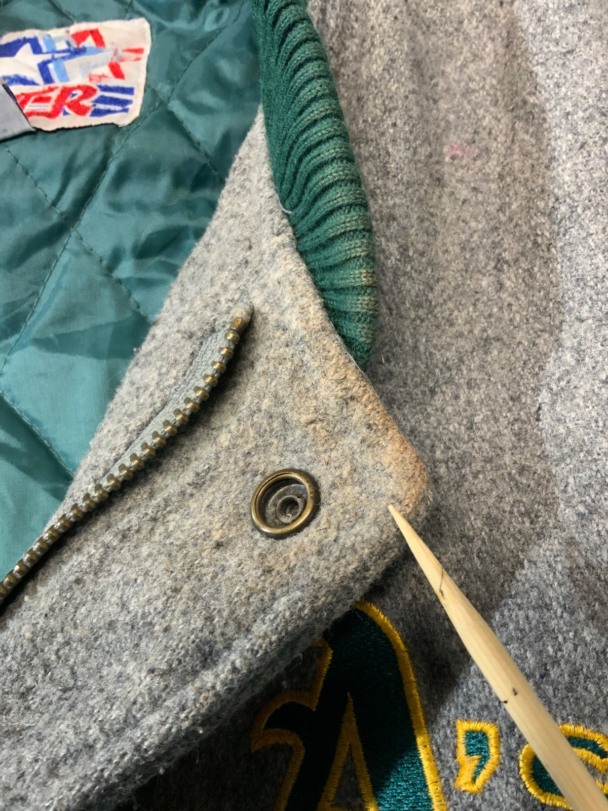 Vintage Oakland Athletics Starter Wool Varsity Bomber Jacket Large Mlb