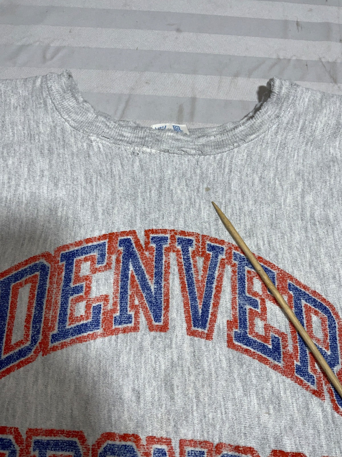 Vintage Denver Broncos Sweatshirt XL Gray Champion Reverse Weave Warmup Nfl 80s