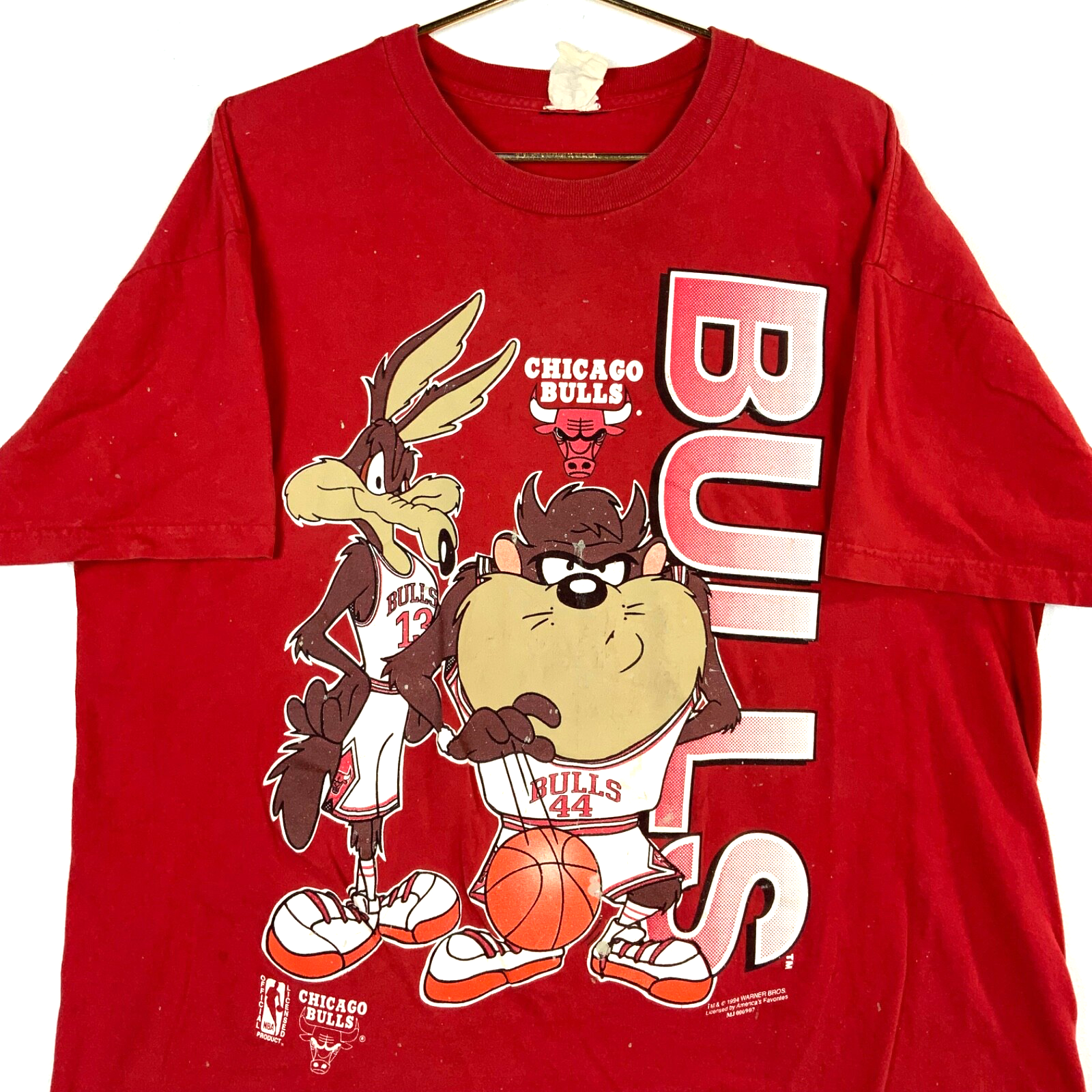 Vintage Chicago Bulls Looney Tunes T-shirt 2XL Nba 1994 Taz Wile E Coyote 1990s