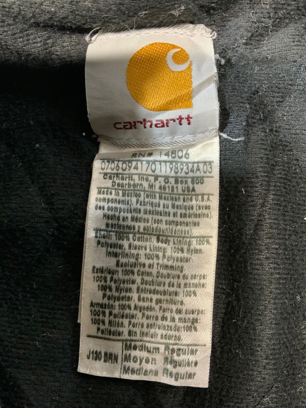 Carhartt Duck Jacket Medium Brown Full Zip Quilt Lined Workwear