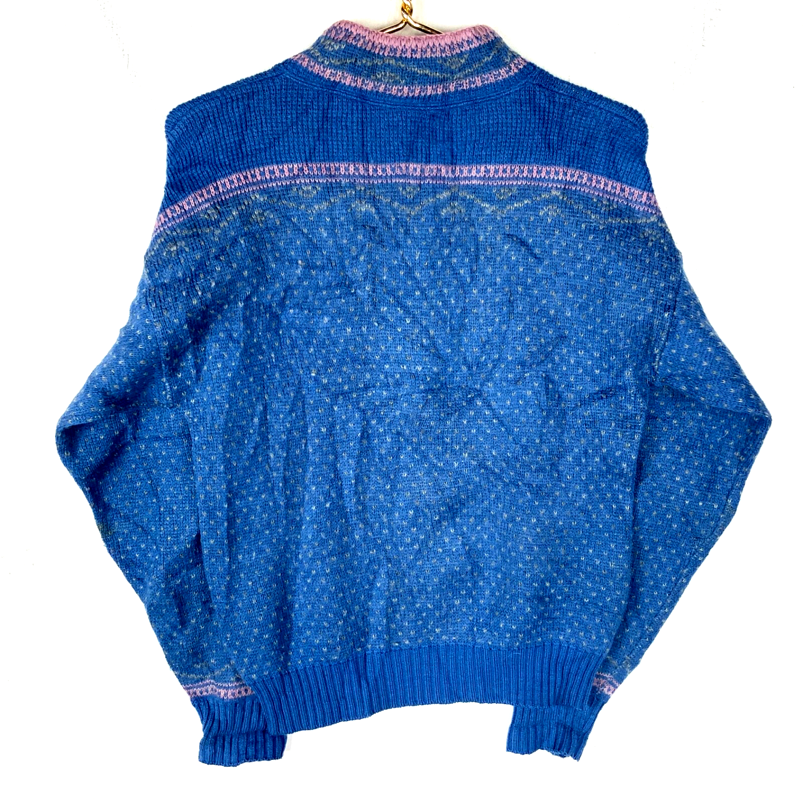 Vintage Alps Wool Knit Sweater Women’s Large Blue Made Usa Pattern 90s