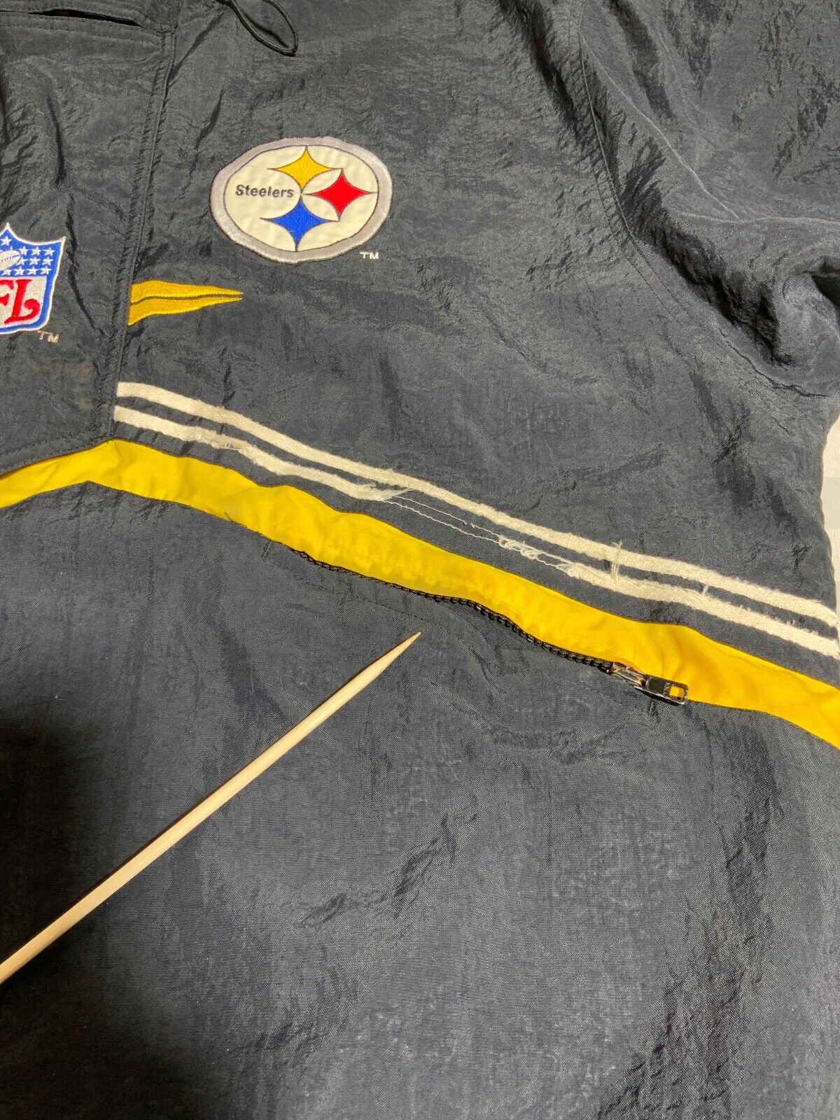 Vintage Pittsburgh Steelers Logo Athletic Puffer Jacket XL Hooded Full Zip 90s