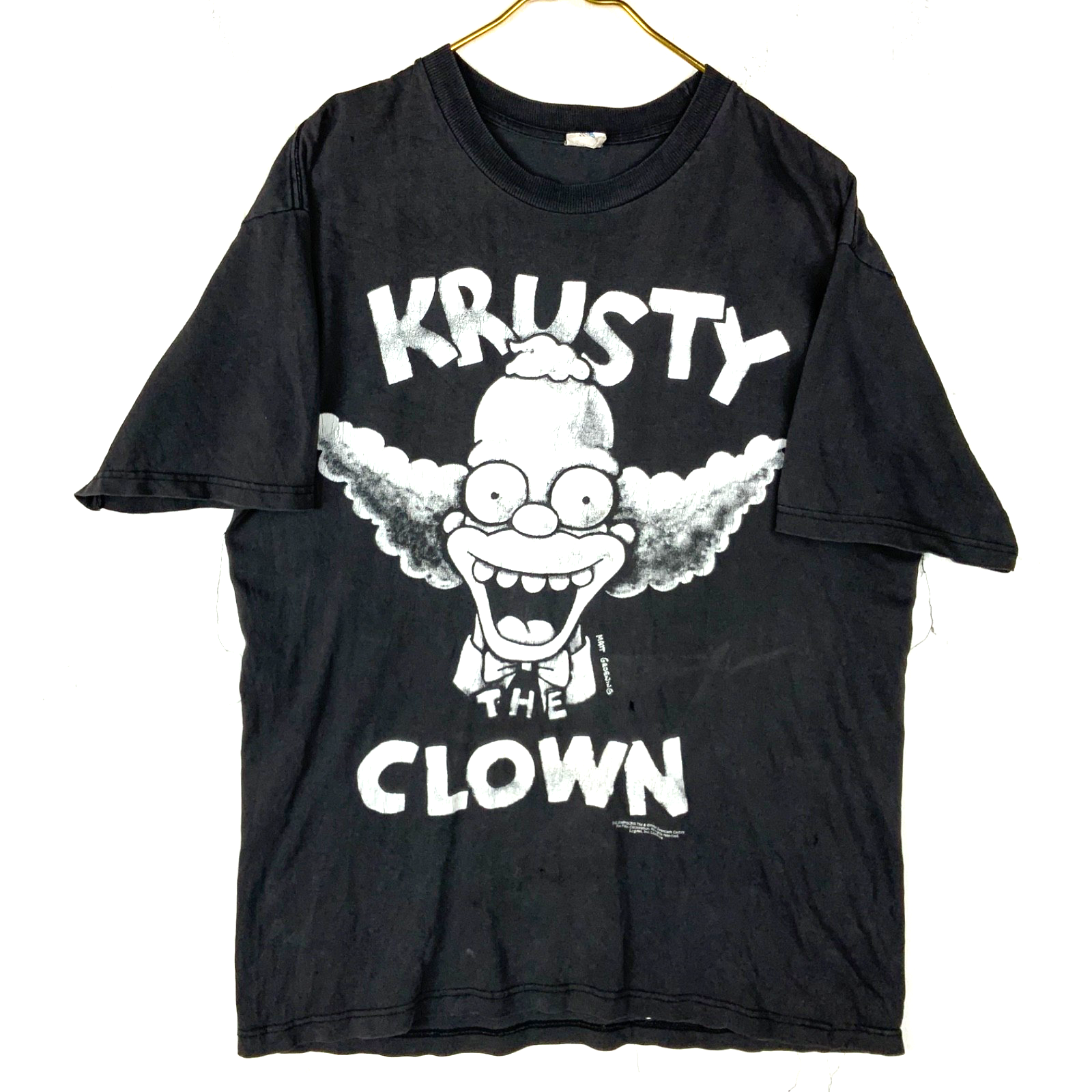Vintage Krusty The Clown T-Shirt Large Black Usa 1994 The Simpsons Distressed