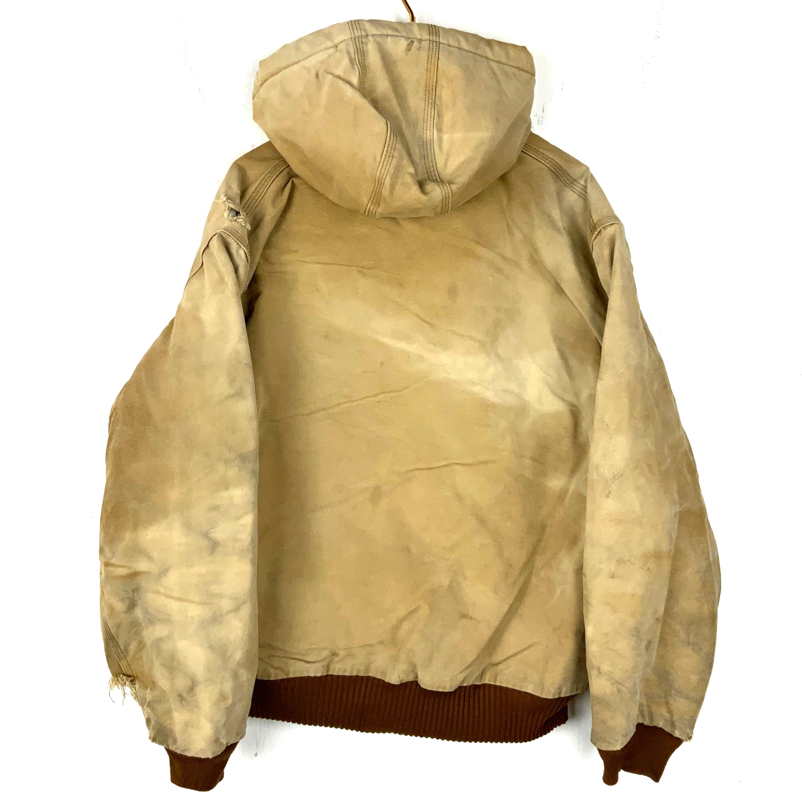 Vintage Carhartt Jacket Large Brown Hooded Full Zip Work Wear J140 BRN 90s