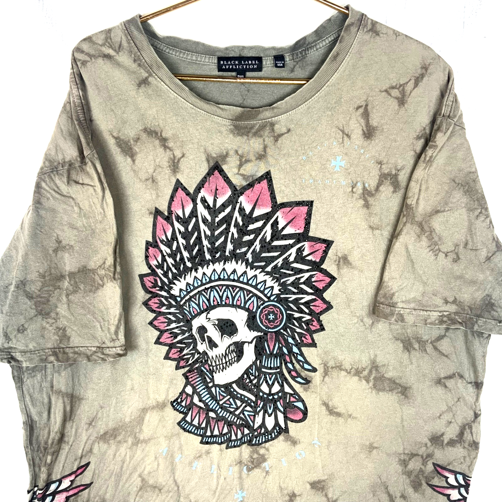 Affliction Black Label T-Shirt 3XL Gray Double Sided Y2k