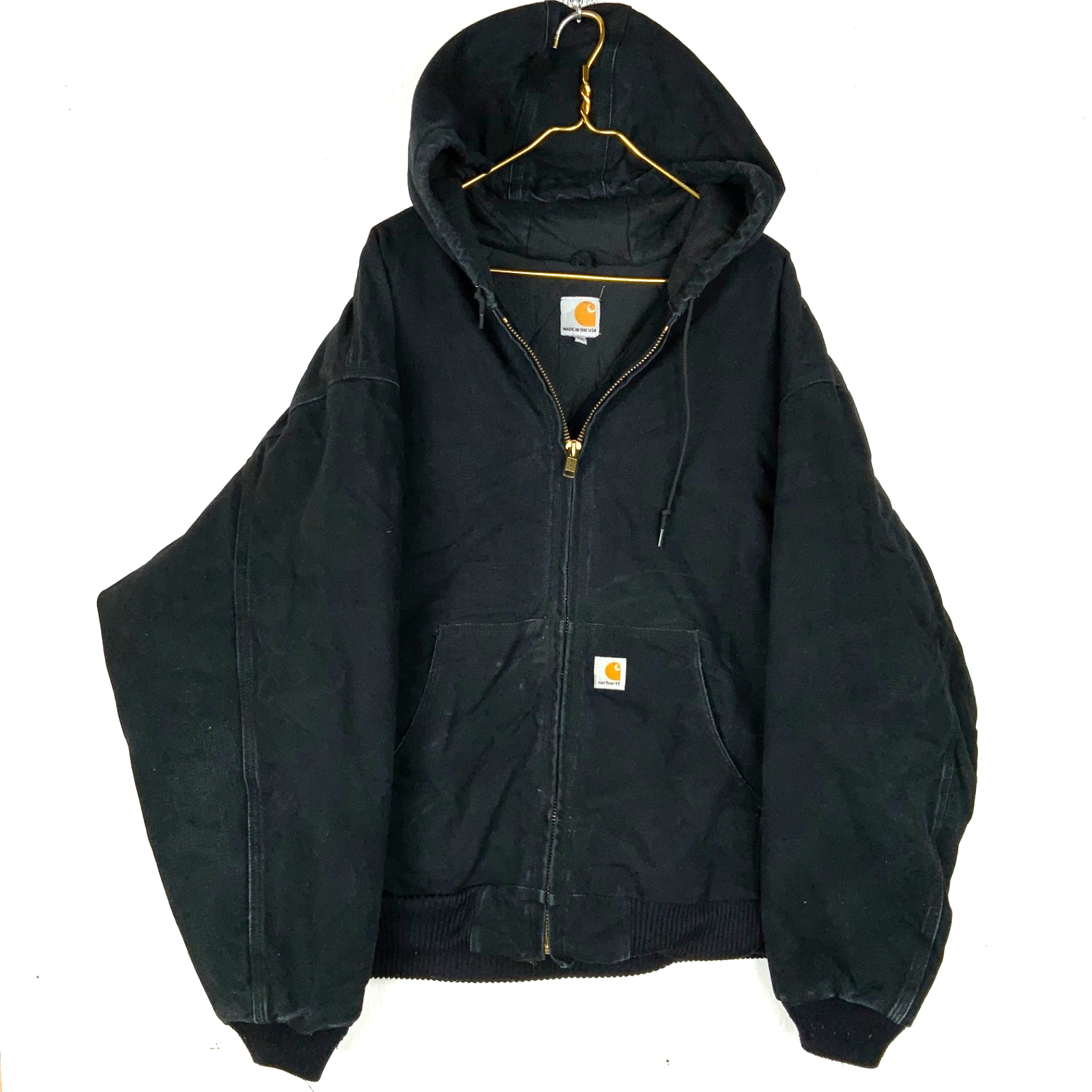 Vintage Carhartt Jacket 3XL Made Usa Hooded Full Zip Work Wear J140 BLK 90s
