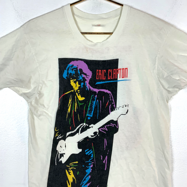 Vintage Eric Clapton T-Shirt Large White 1990 Single Stitch Journeyman Tour