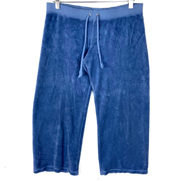 Vintage Juicy Couture Terry Cloth Women's Capri Sweat Pants Medium Blue Y2k