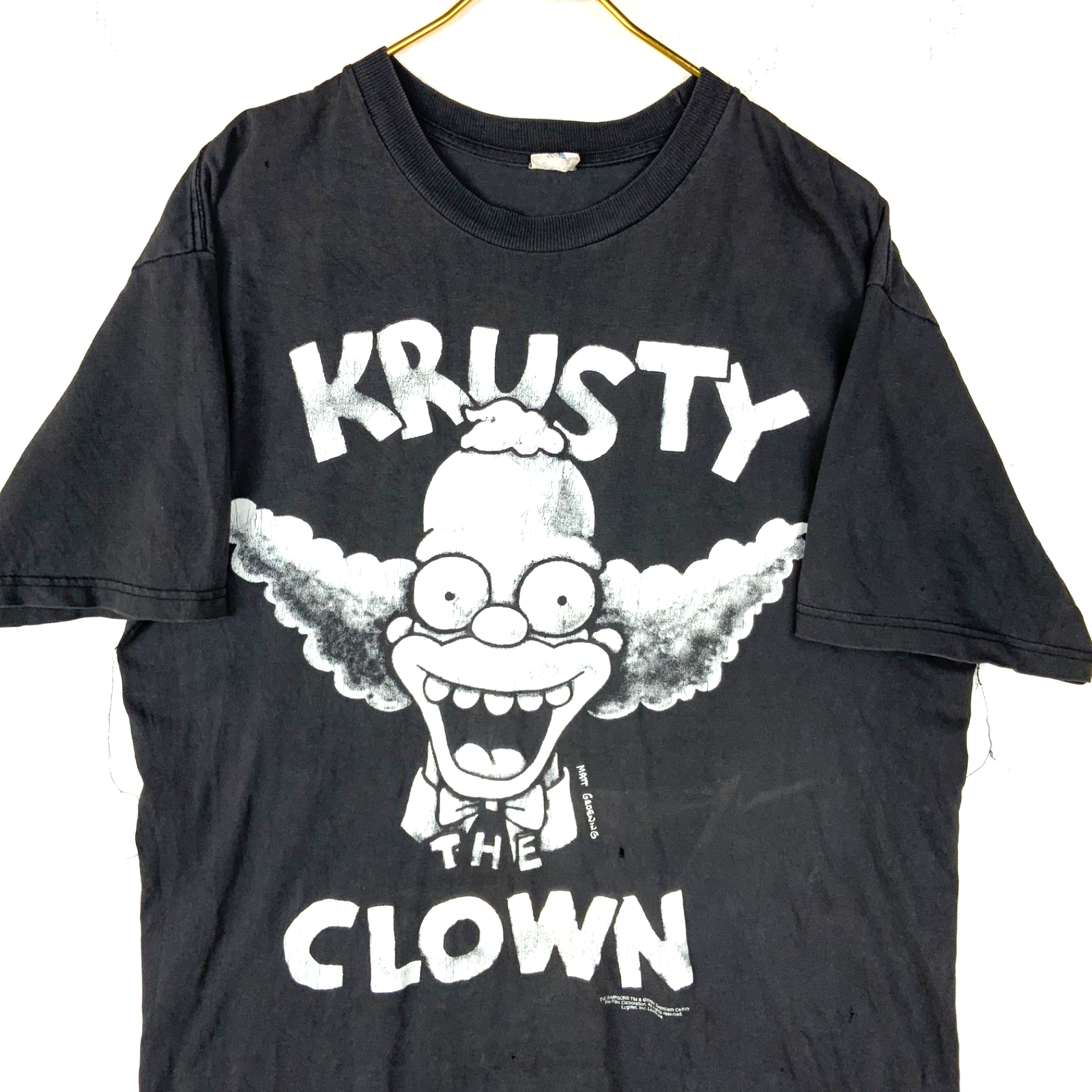 Vintage Krusty The Clown T-Shirt Large Black Usa 1994 The Simpsons Distressed