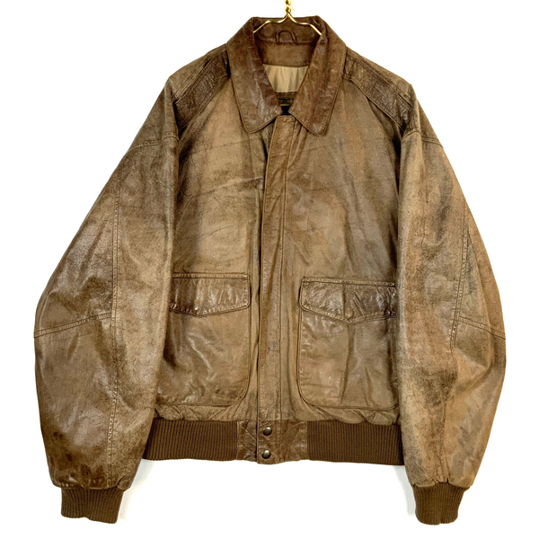 Vintage Wilsons Adventure Bound Leather Jacket Medium Brown Bomber Full Zip