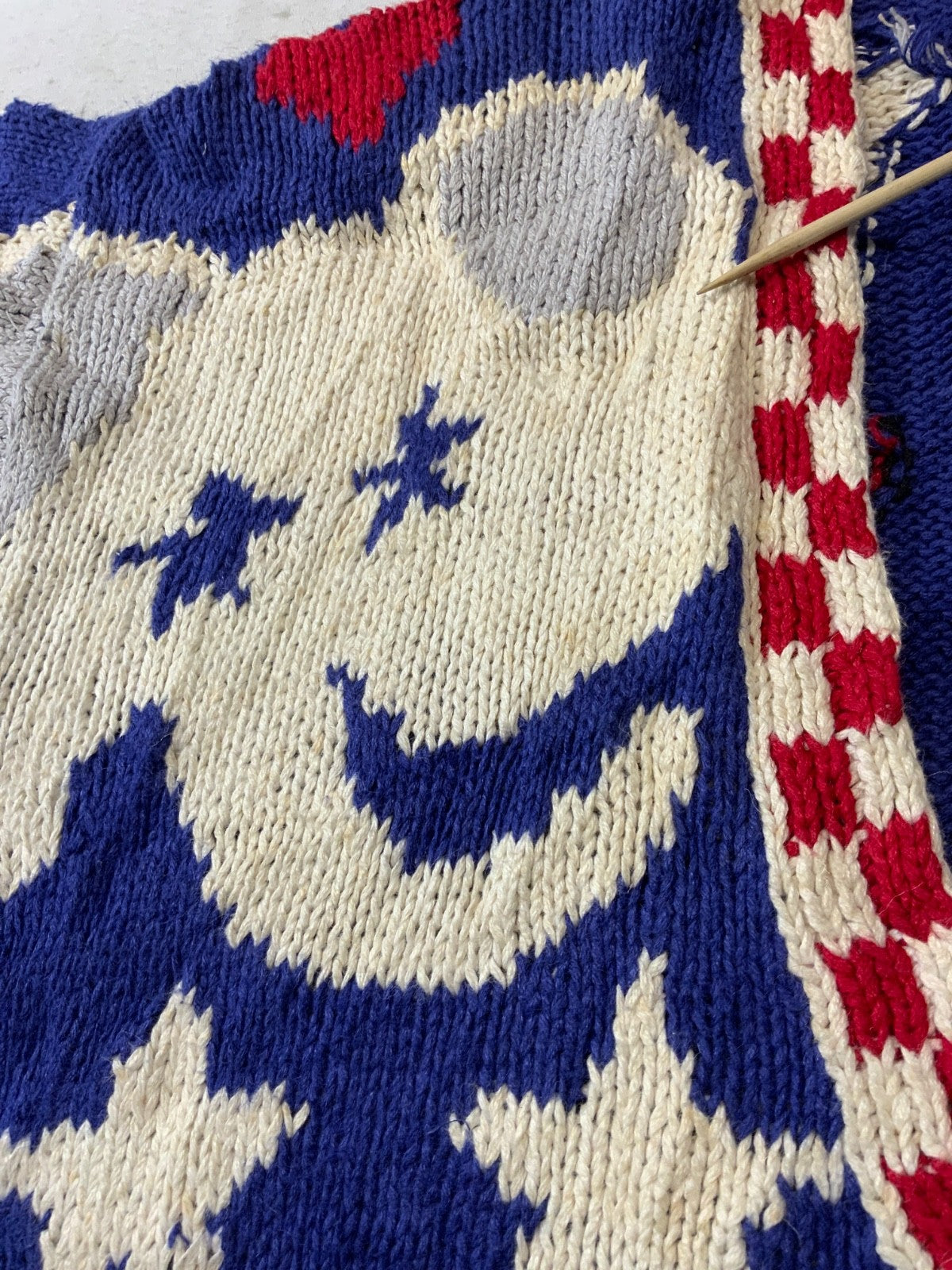Vintage 1990s Grandpa Hand Knit Sweater Medium White Cardigan Election