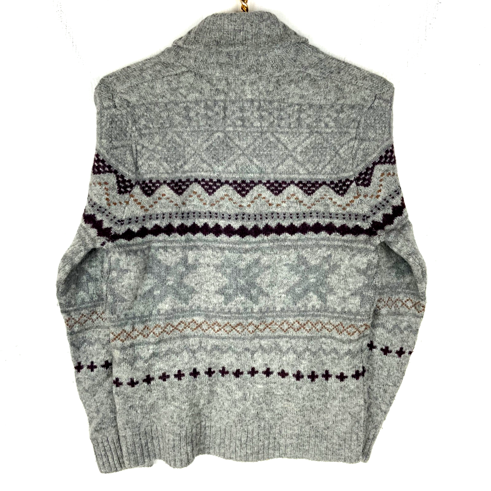 Woolrich Wool Knit Cowichan Sweater Small Gray Cardigan Pattern