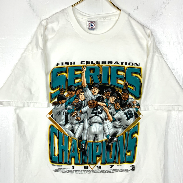 Vintage Florida Marlins T-shirt XL Fish Series Champions 1997 Mlb 90s