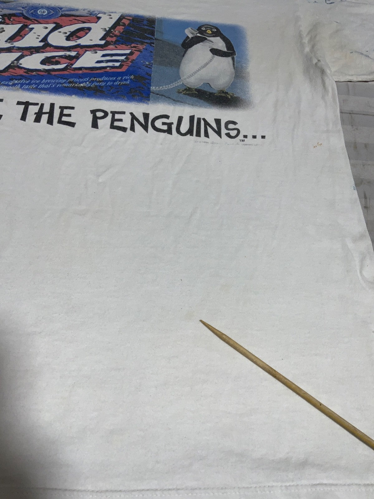 Vintage Bud Ice T-Shirt XL Wild Oats Single Stitch 1996 Beware The Penguins 90s