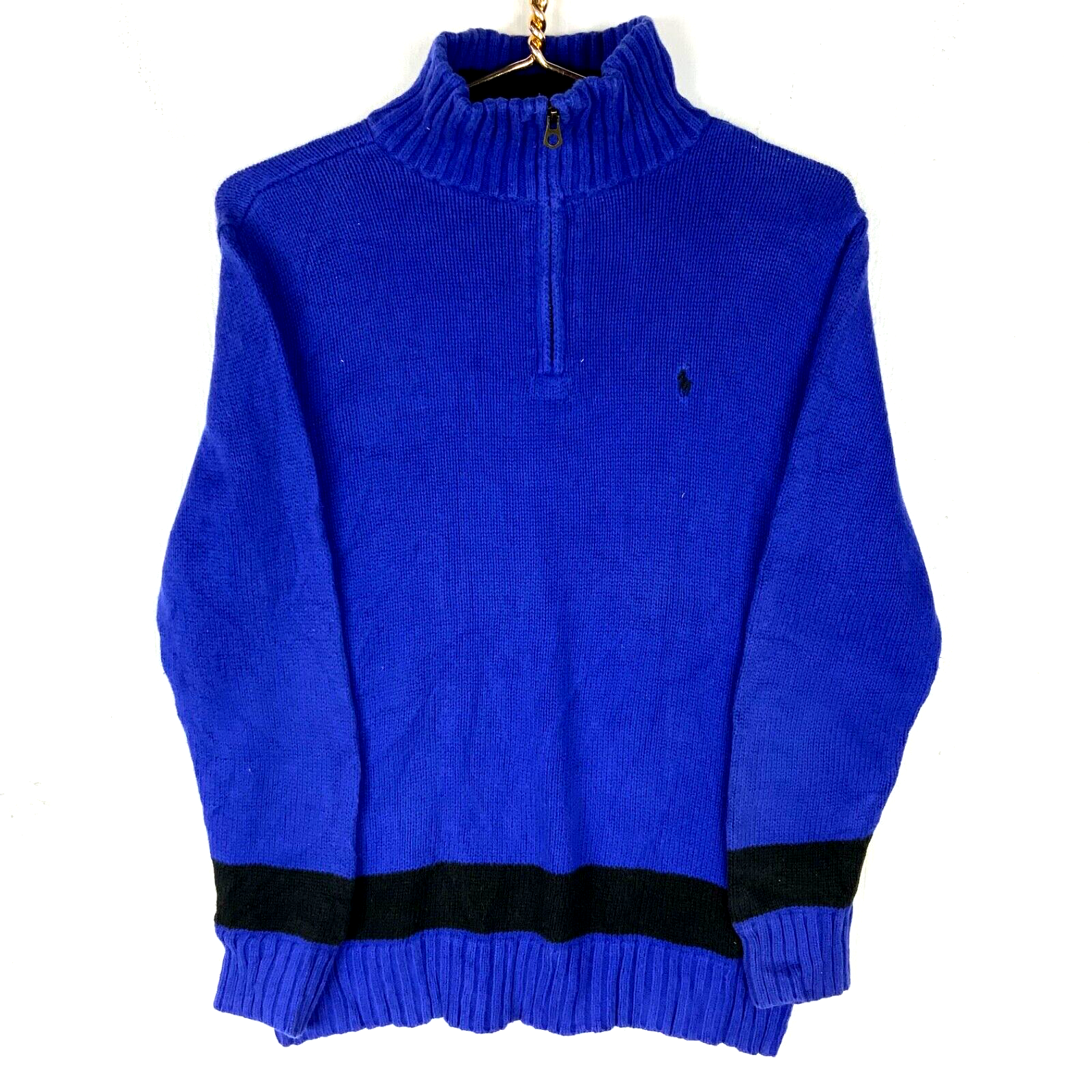 Vintage Polo Ralph Lauren Knit Sweater Women’s Large Blue 1/4 Zip 90s