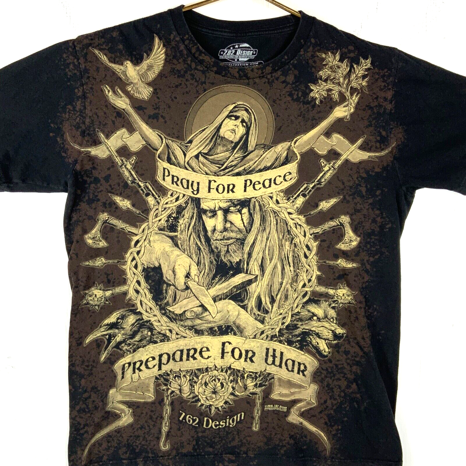 7.82 Design T-Shirt Large Black 2015 Pray For Peace Prepare For War