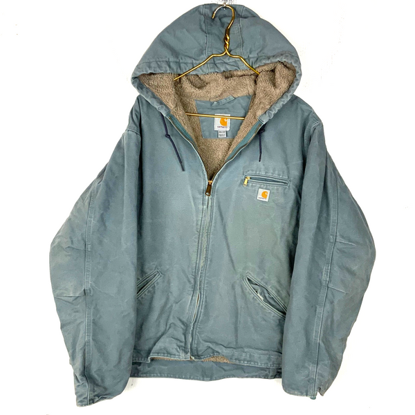 Carhartt Sierra Jacket Women’s 2XL Blue Hooded Full Zip Sherpa Lined Work Wear