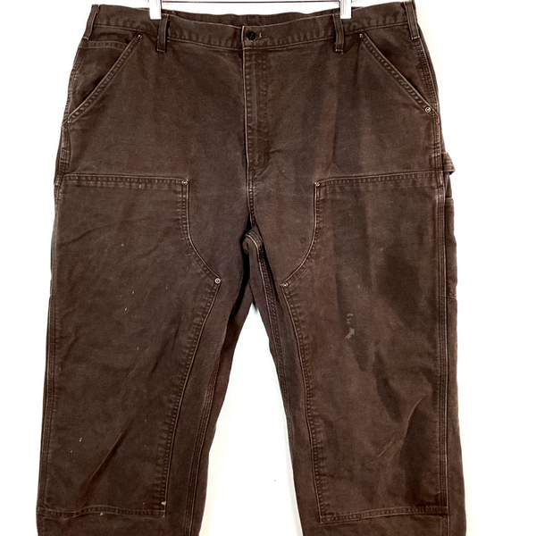 Carhartt Double Knee Dungaree Canvas Workwear Pants Size 42x32 Brown
