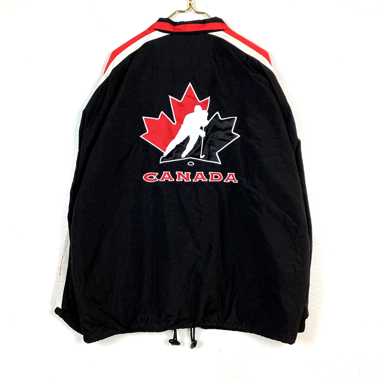 Starter Team Canada Hockey Windbreaker Jacket Size XL Black Full ZIp