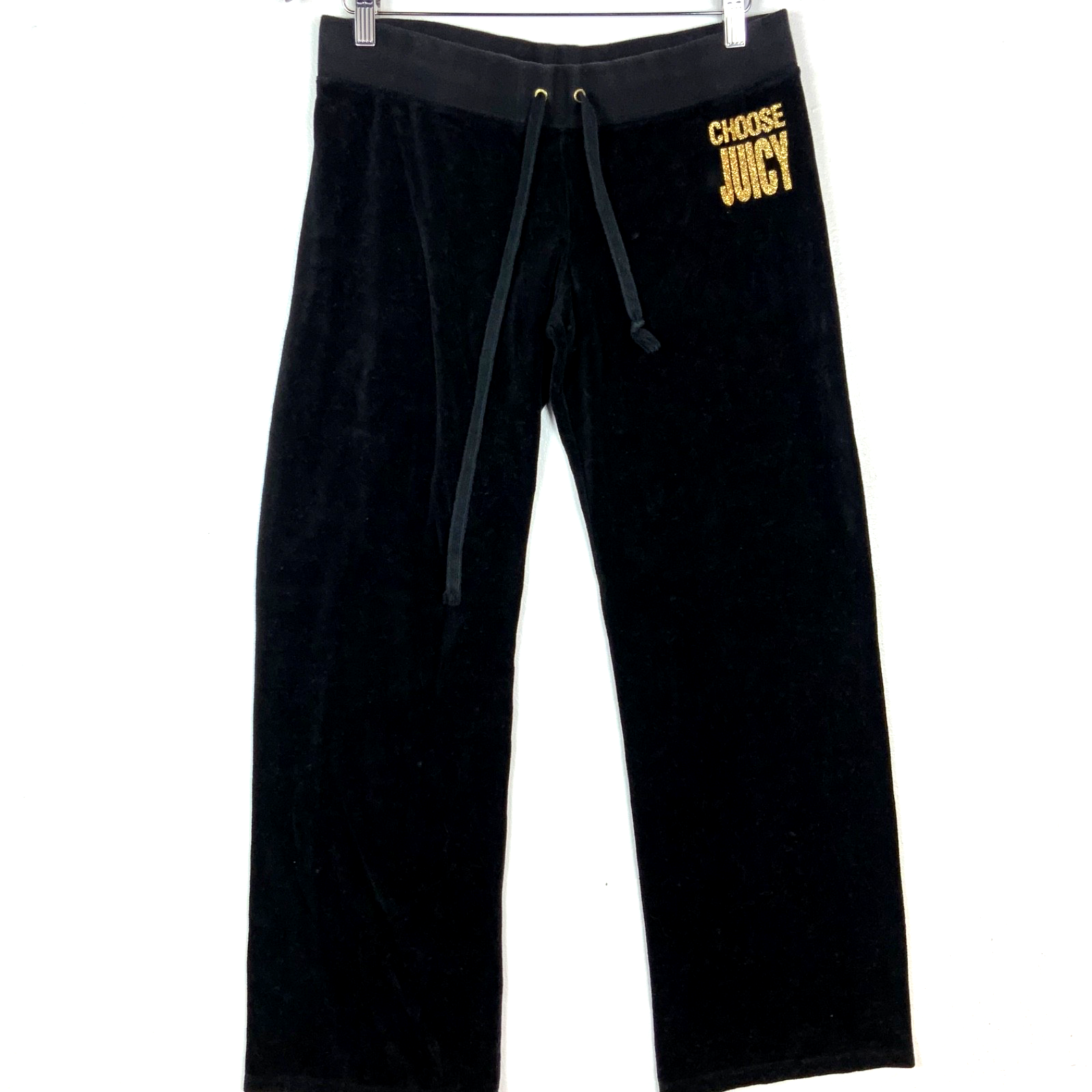 Vintage Juicy Couture Velour Women's Sweat Pants Medium Black Y2k