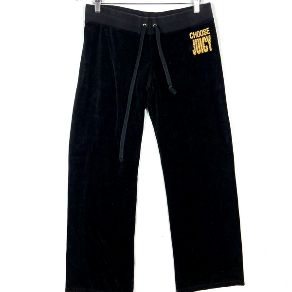 Vintage Juicy Couture Velour Women's Sweat Pants Medium Black Y2k