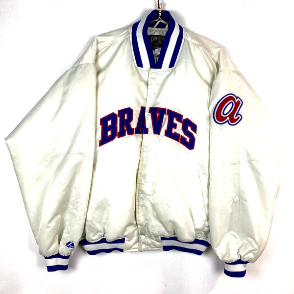 Vintage Atlanta Braves Majestic Bomber Jacket Size XL White Mlb
