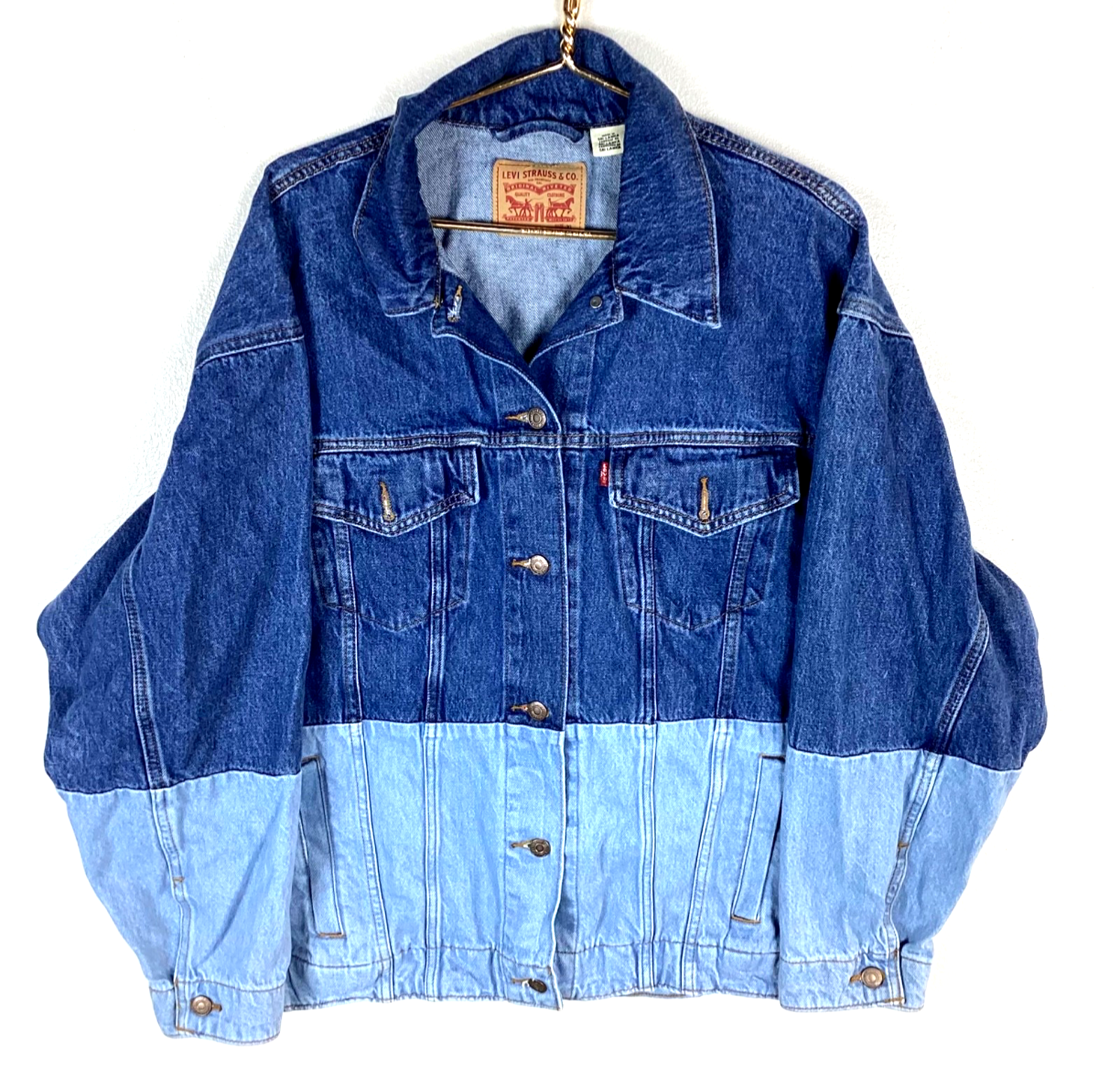 Levi’s Denim Jean Jacket Size XL Blue Button Up Color Block