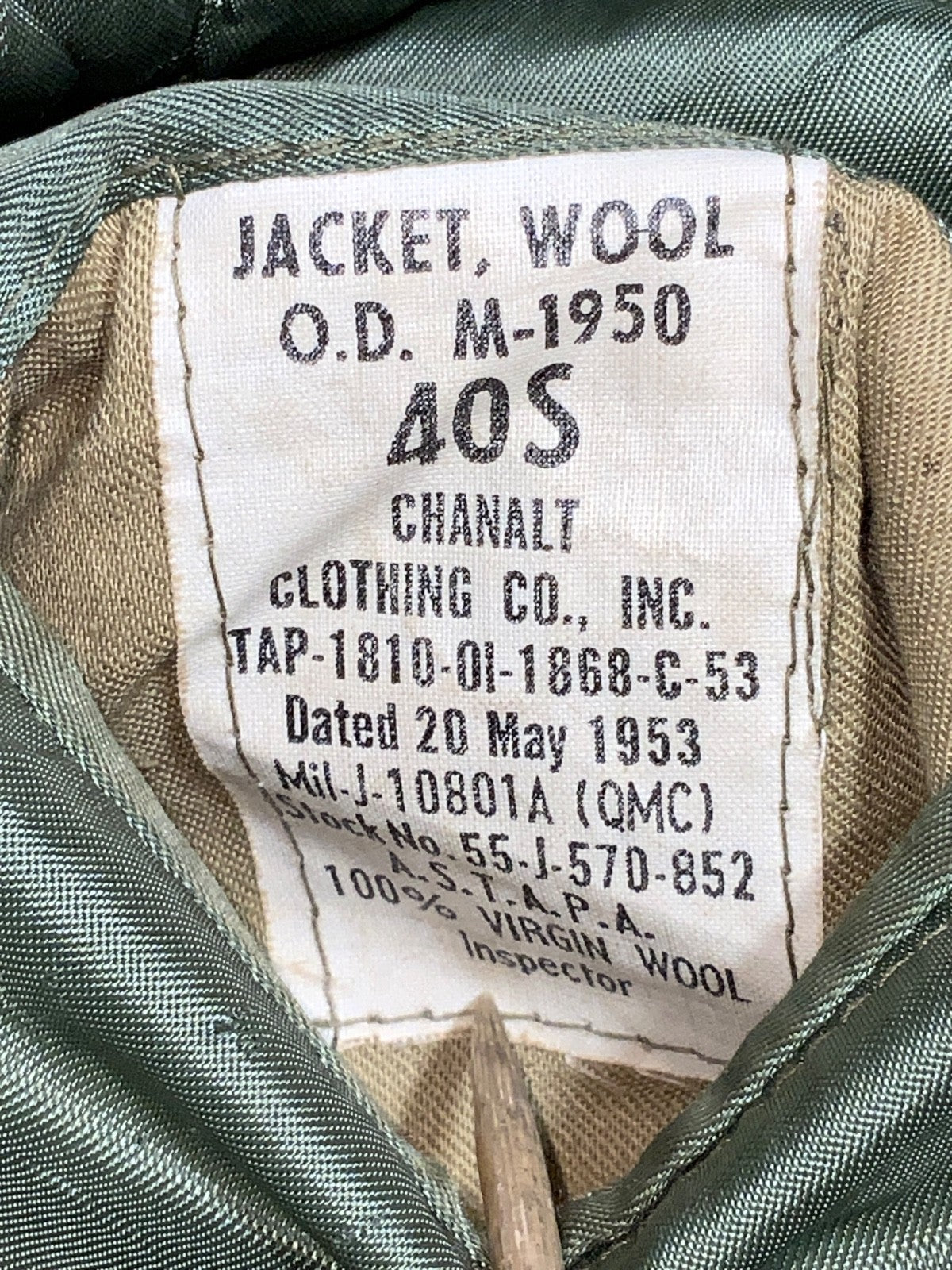 Vintage Us Army Wool M-1950 Jacket Small Brown Button Up Ww2 1953