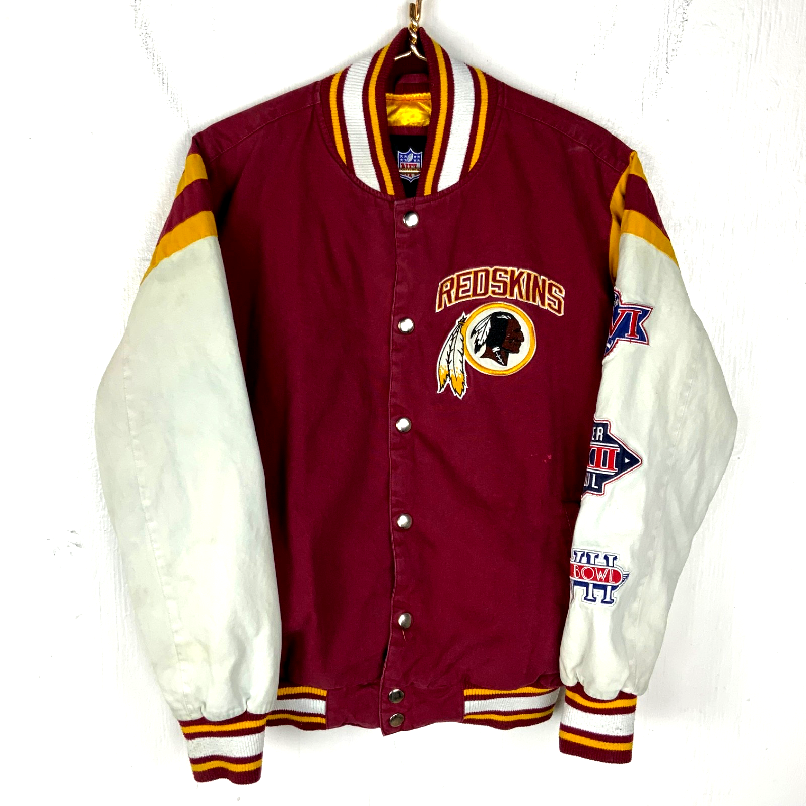 Washington Redskins 3X Super Bowl Champ Varsity Jacket Medium Red Nfl