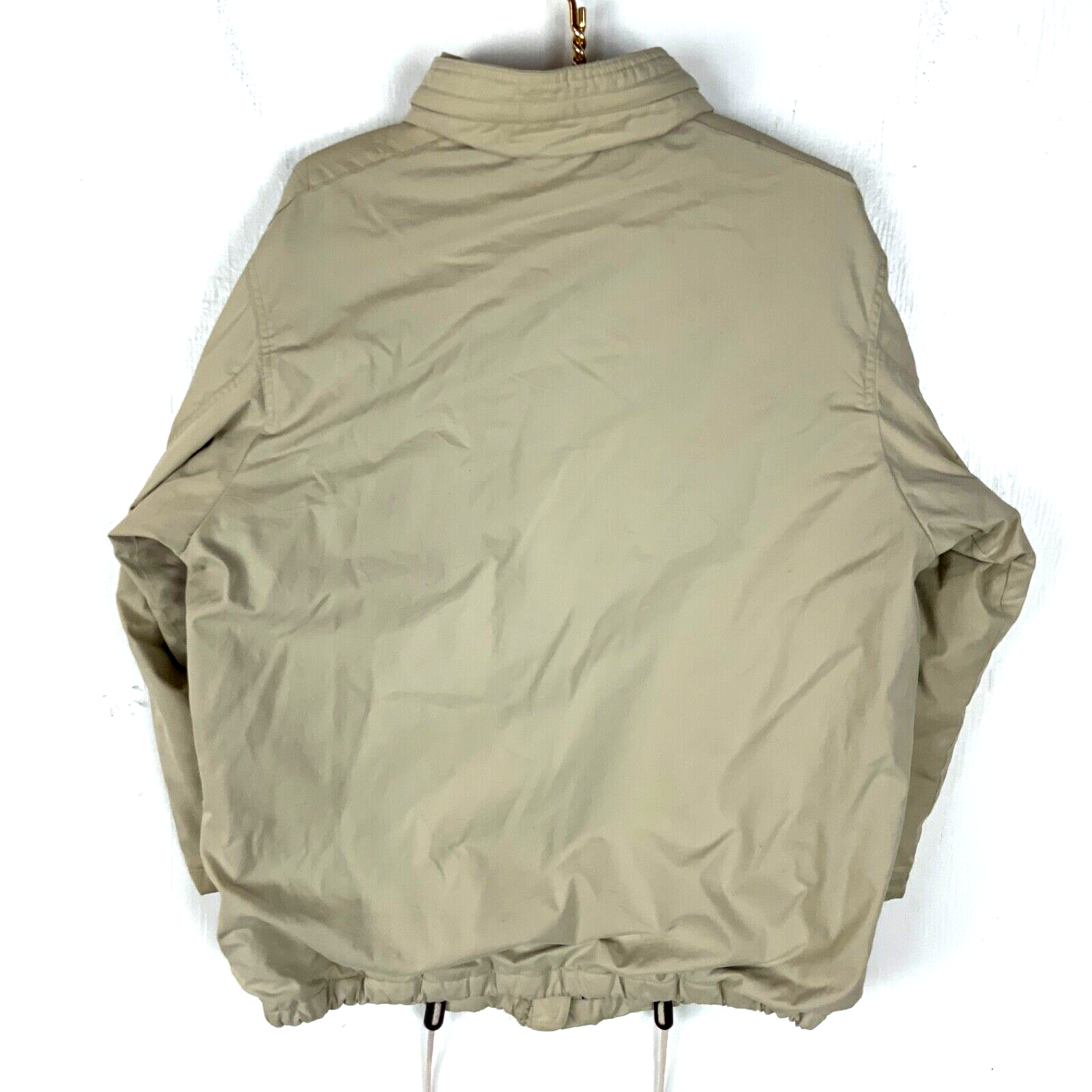 Vintage Eddie Bauer Goose Down Puffer Jacket Medium Beige Full Zip 1980s