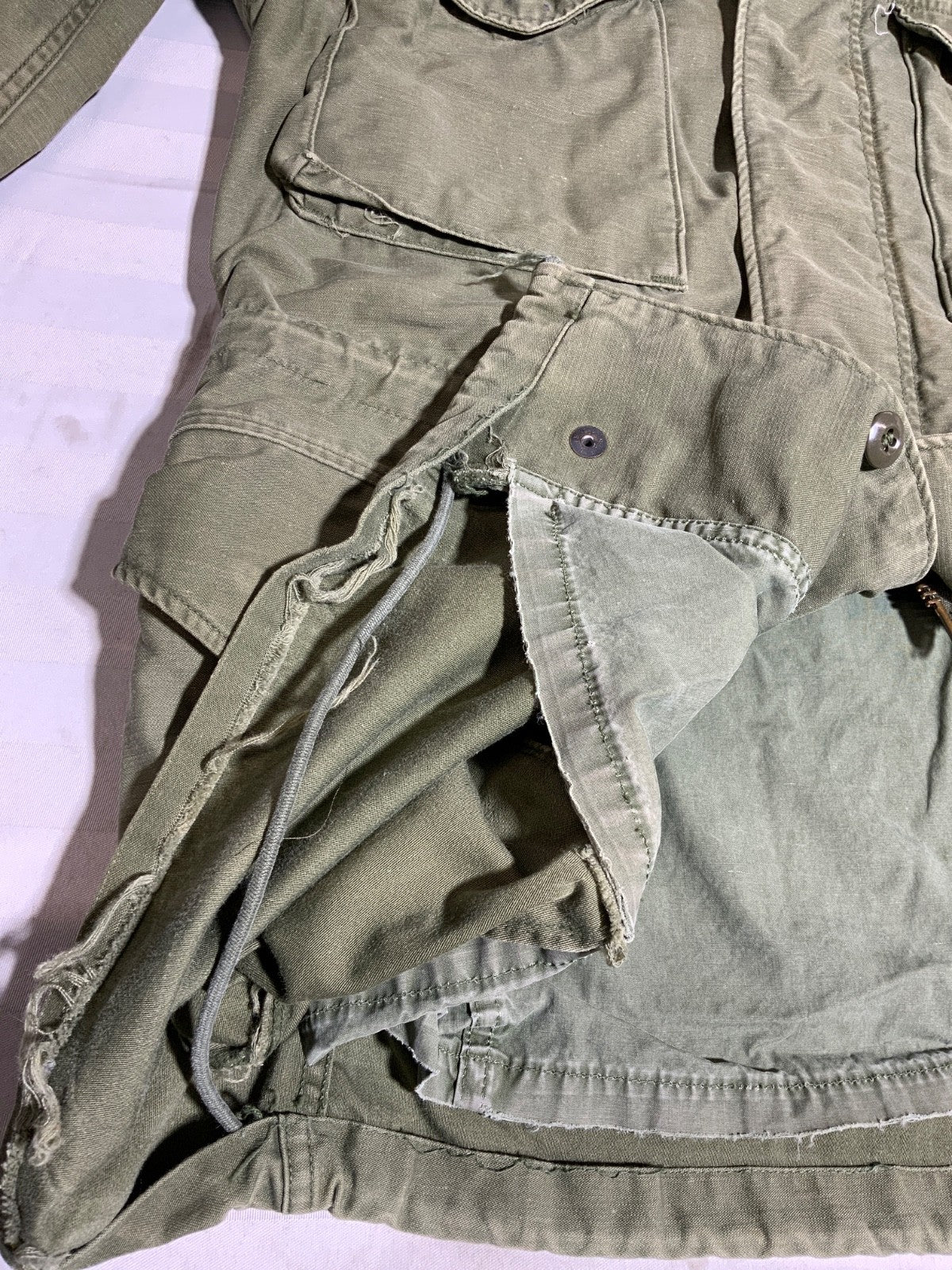 Vintage Us Army Og-107 Jacket Size Small Green Snap Button Vietnam Era 60s 70s