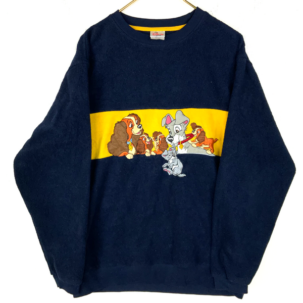 Vintage Lady And The Tramp Disney Fleece Sweater Jacket Medium Blue Movie
