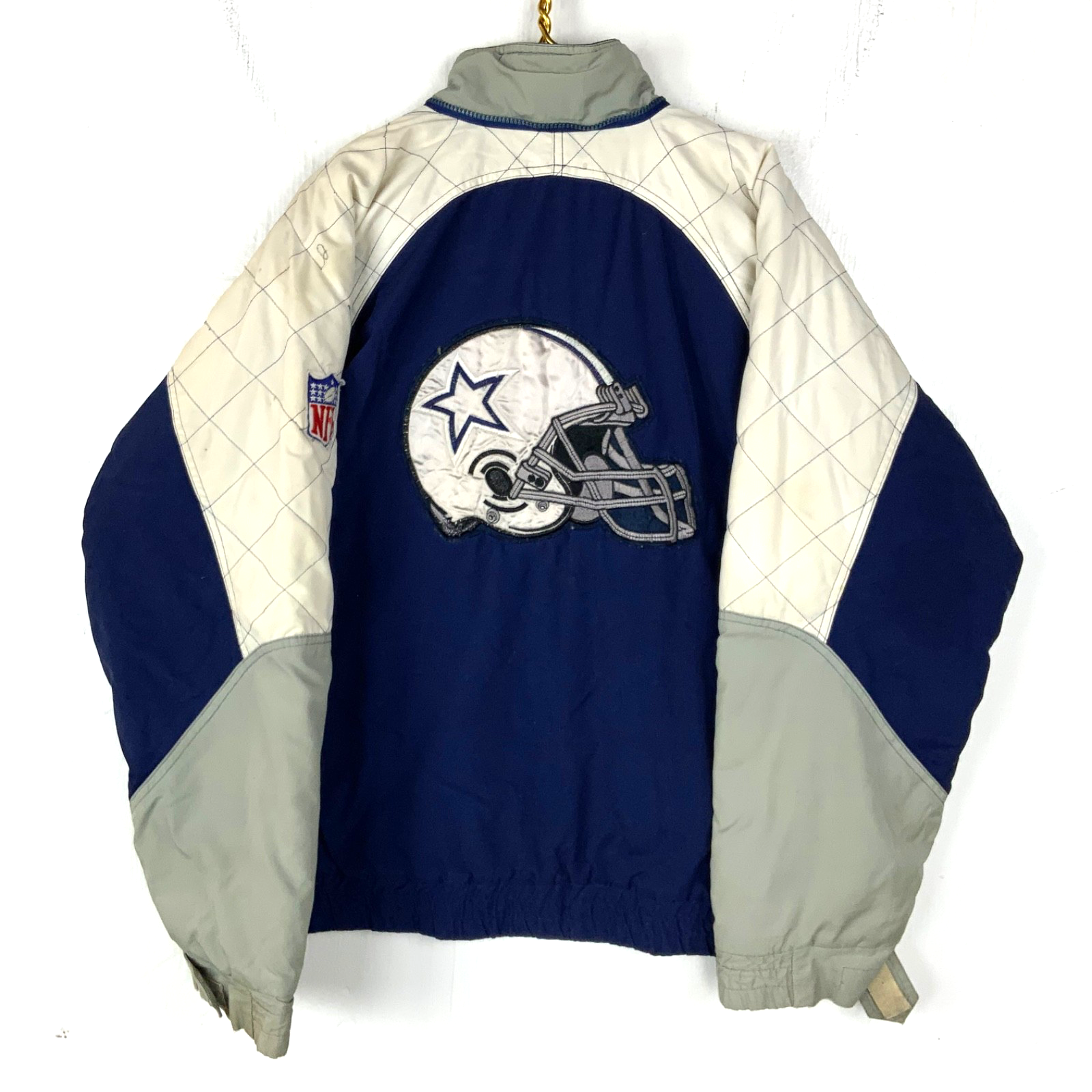 Vintage Dallas Cowboys Jacket Large Blue Puffer Bomber Full Zip Nfl