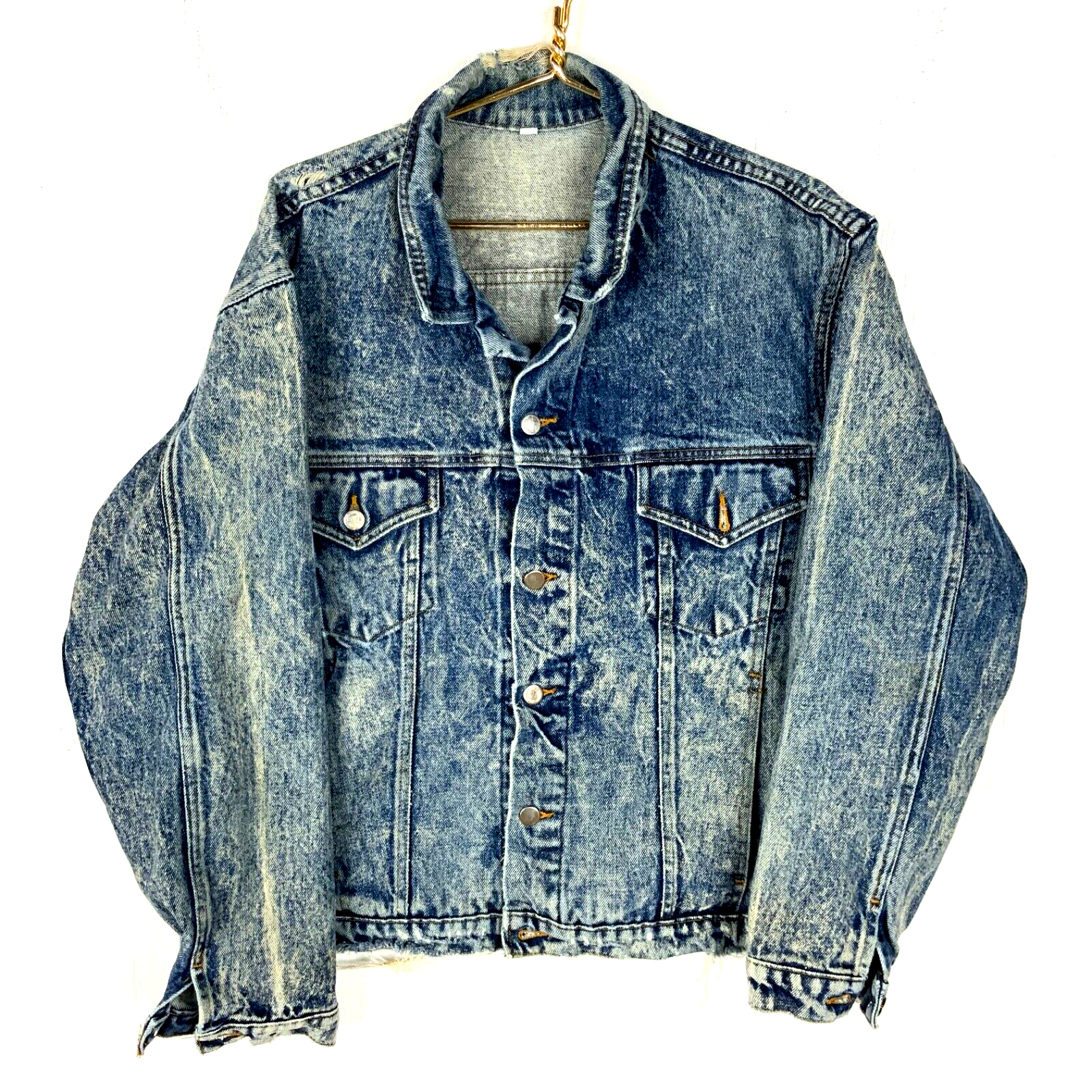 Vintage Wisconsin Badgers Denim Jean Jacket XL Blue Acid Wash 90s