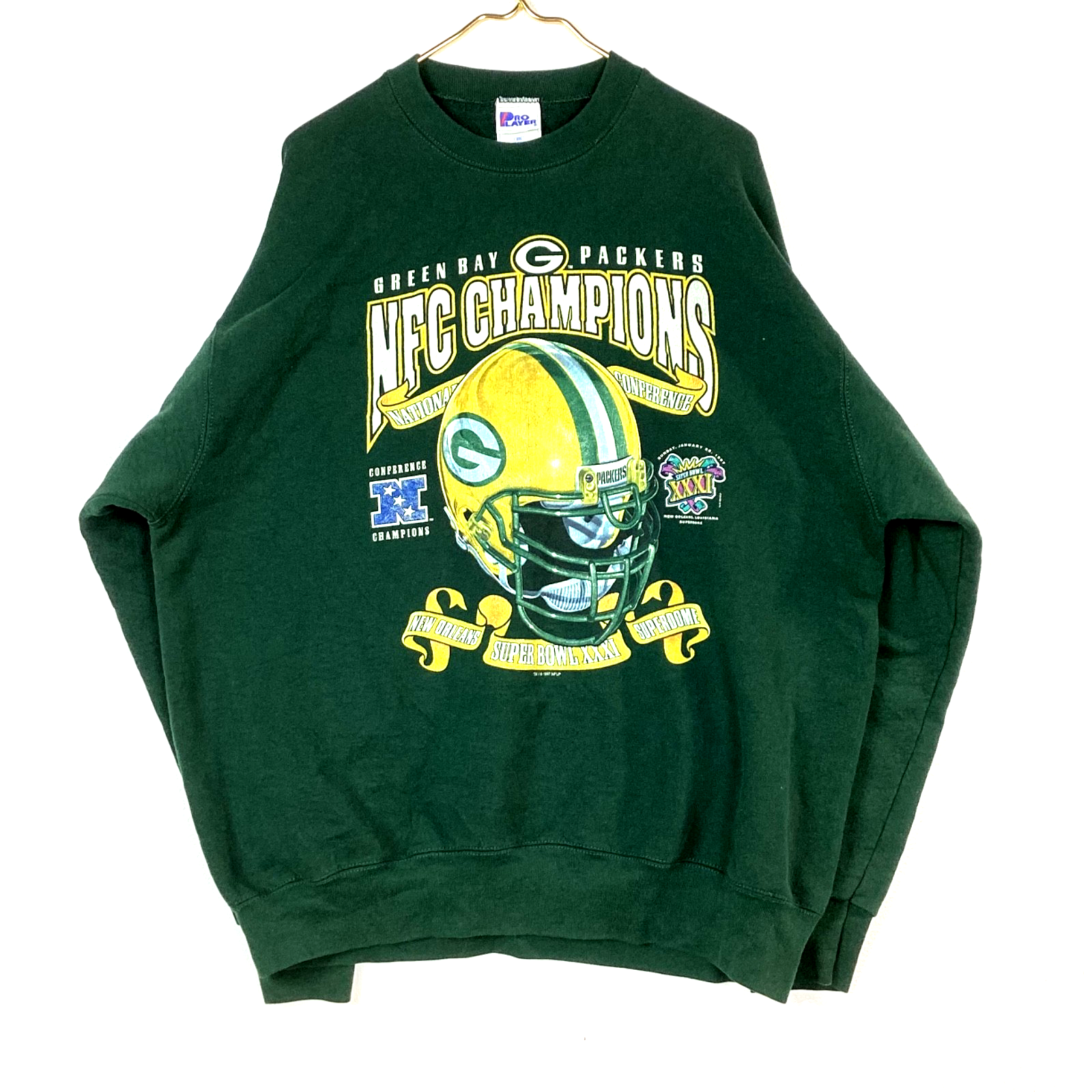 Vintage Green Bay Packers ProPlayer Sweatshirt Crewneck Size 2XL Green Nfl