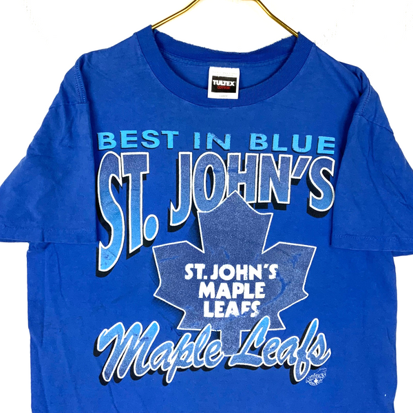 Vintage St. John’s Maple Leafs T-Shirt Large Single Stitch Nhl Best In Blue 90s