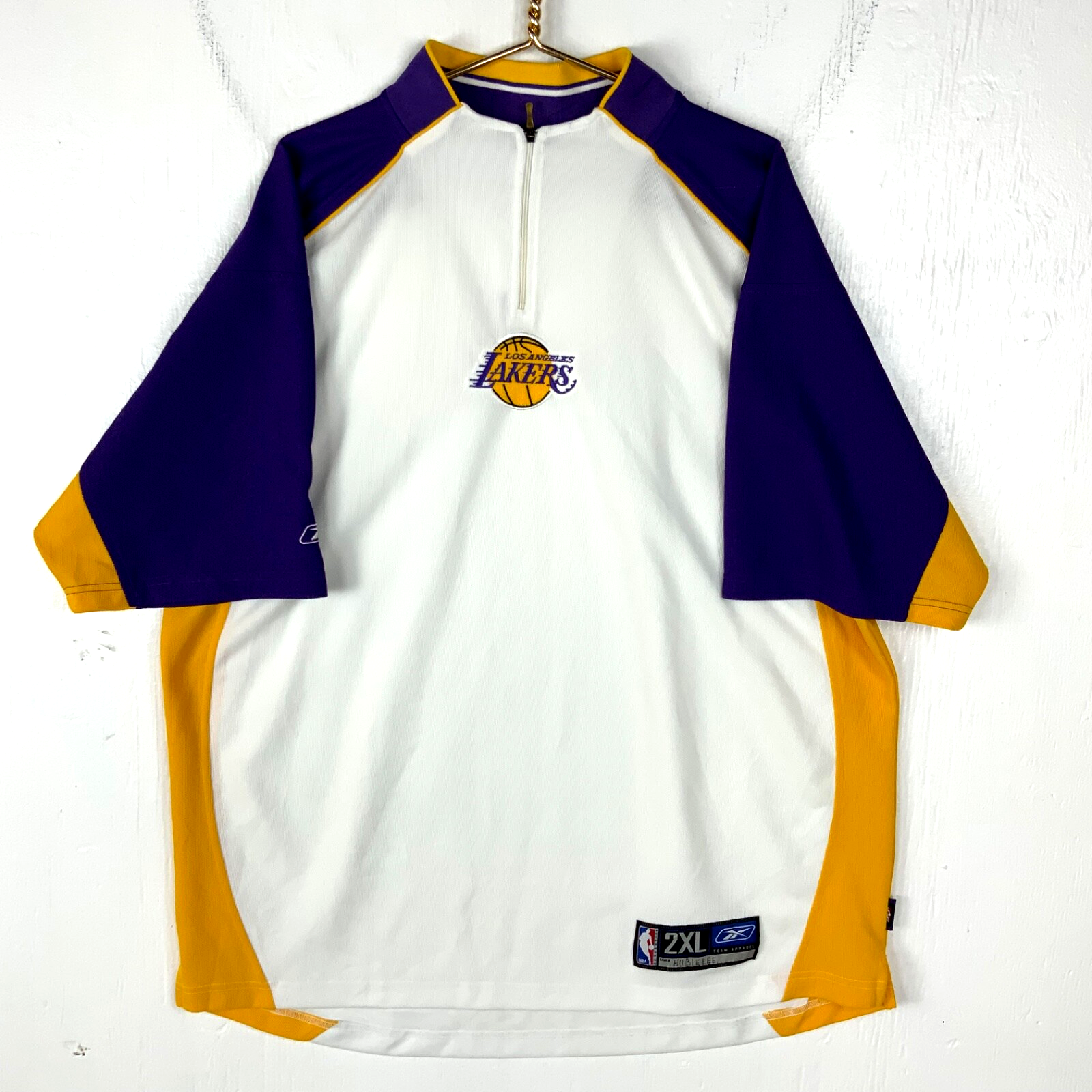 Vintage Los Angeles Lakers Jersey 2XL Reebok White Nba 1/4 Zip