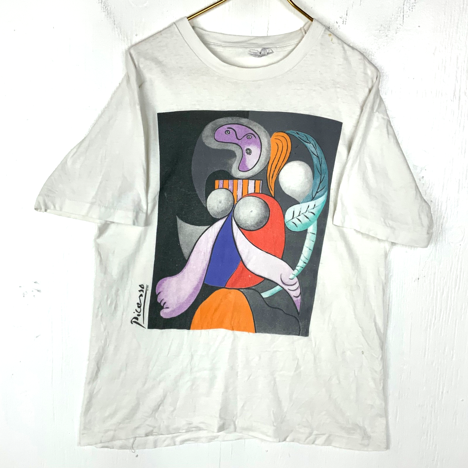 Vintage Pablo Picasso Art T-Shirt Large White Made Usa 1988 Single Stitch 80s