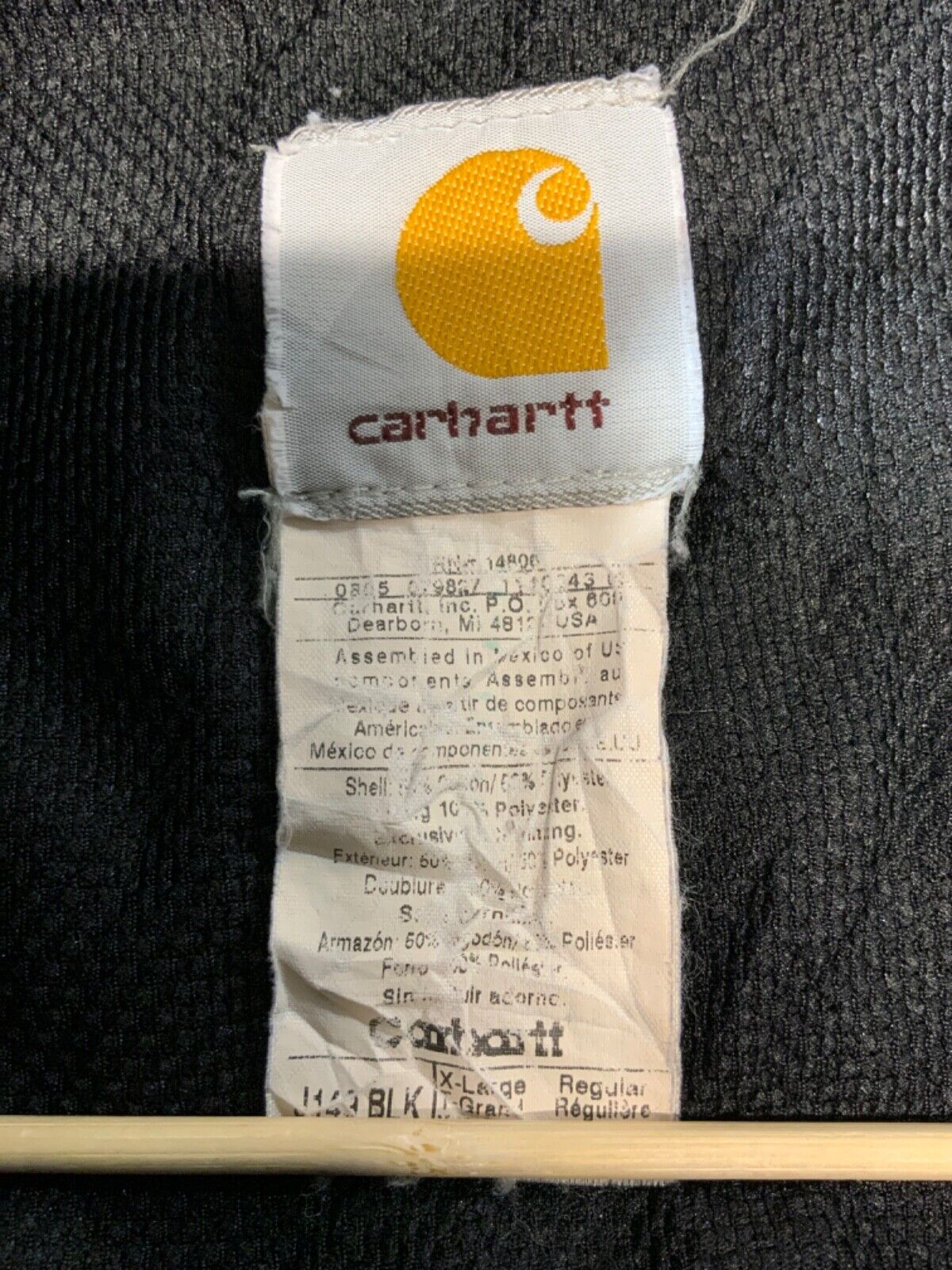 Vintage Carhartt Active Lined Sweatshirt Hoodie Jacket XL Black Zip Workwear
