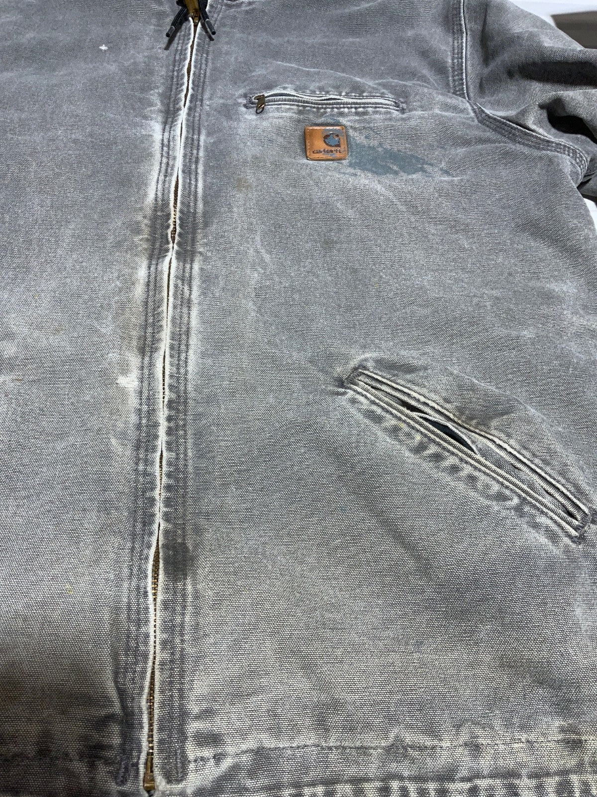 Carhartt Sierra Jacket Large Tall Gray Hooded Full Zip Sherpa Lined Work Wear