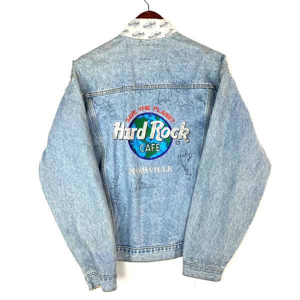 Vintage Hard Rock Cafe Nashville Denim Jean Jacket Large Signed The Mavericks