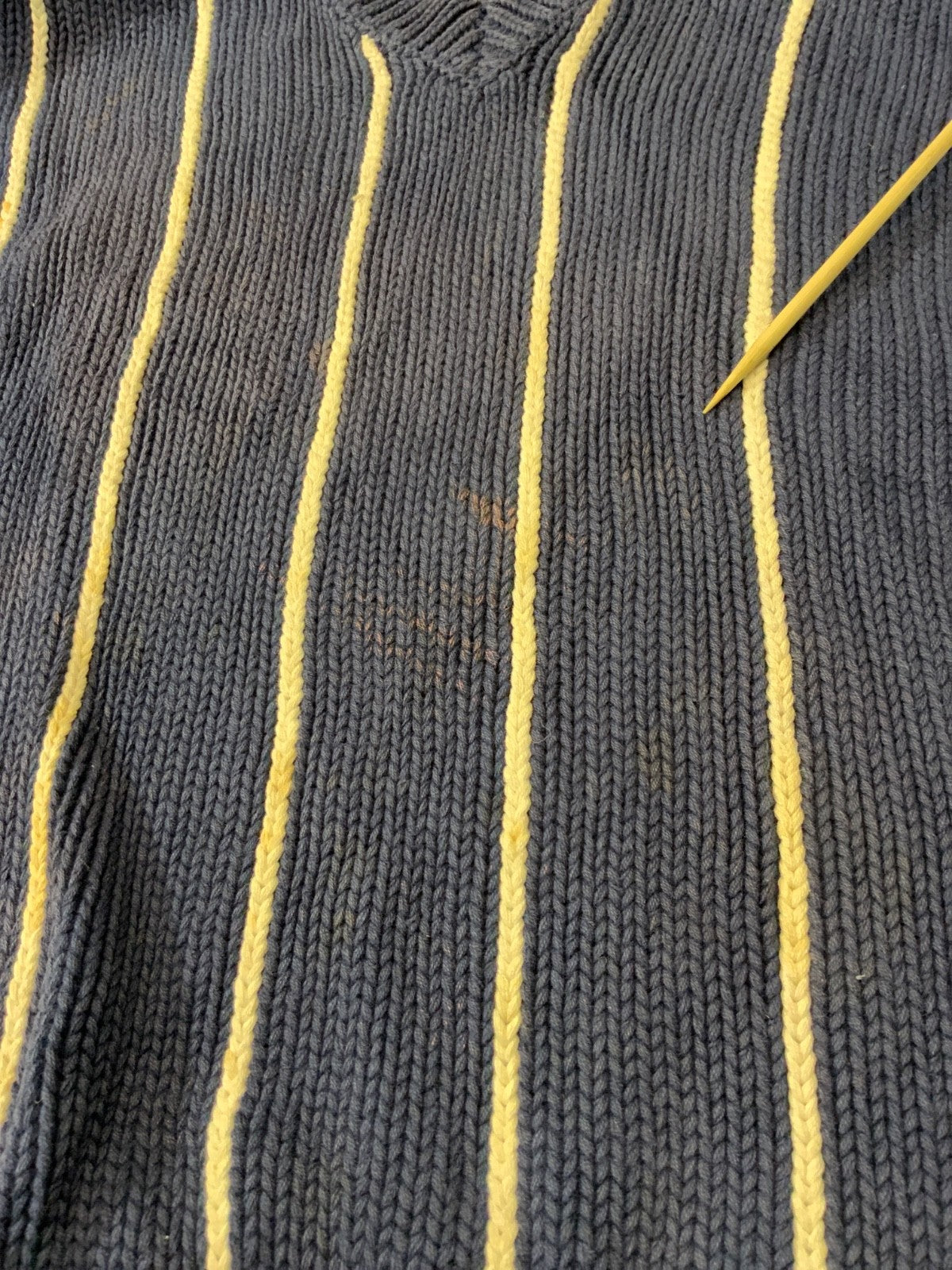 Vintage Polo Ralph Lauren Knit Sweater Large Blue V-neck Striped