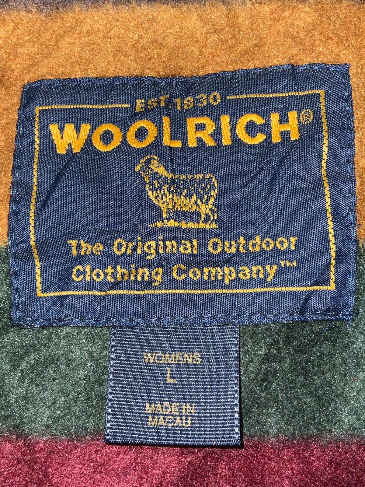 Vintage Woolrich Women’s Denim Jean Jacket Large Blue Button Up Leather Trim
