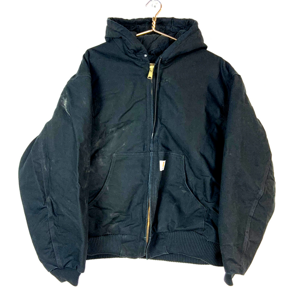 Carhartt Duck Bomber Jacket 2XL Black Full Zip Quilt Lined Workwear Canvas